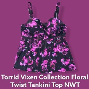 Torrid Floral Twist Tankini Top 1 Purple
